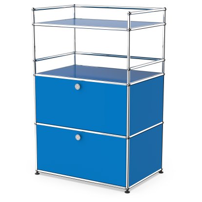 USM Haller Bar Highboard, Gentian blue RAL 5010, With 2 drop-down doors