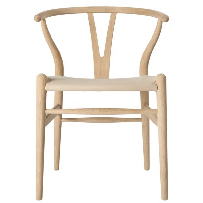 CH24P Wishbone Chair Leather, Soaped oak, Terra Sand 20364