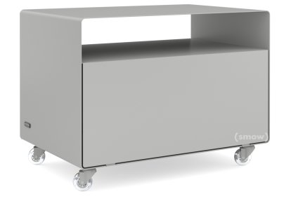 Trolley R 107, Self-coloured, Aluminium white (RAL 9006), Transparent castors