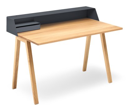 PS04 / PS05 Secretary, W 120 x D 75 cm (PS05), Anthrazite grey (RAL 7016), Oiled oak, With power box