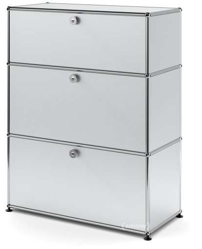 USM Haller Storage Unit with 3 Drawers, H 95 + 4 x W 75 x D 35 cm, USM matte silver