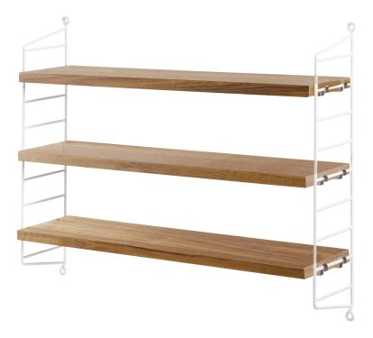 String Pocket Shelf, Shelves oak, panels white