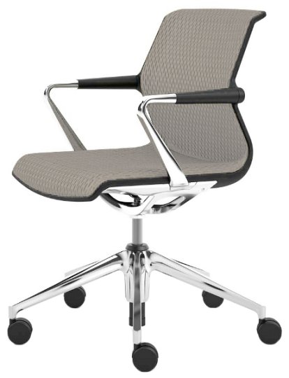 Unix Chair with Five Star Base, Diamond Mesh soft grey, Basic dark