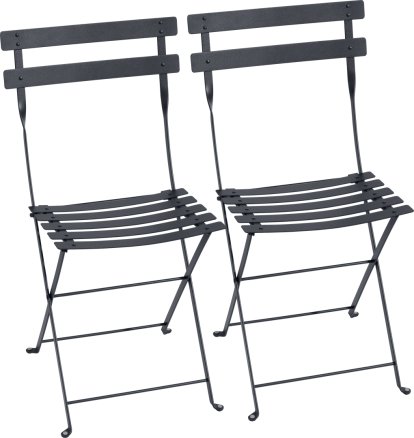 Bistro Folding Chair Set of 2, Anthracite