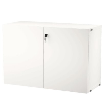 String System Cabinet with Lock, White lacquered