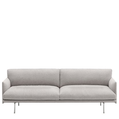 Outline Soft Sofa, 3 Seater, Clay 12 - grey, Aluminium, polished