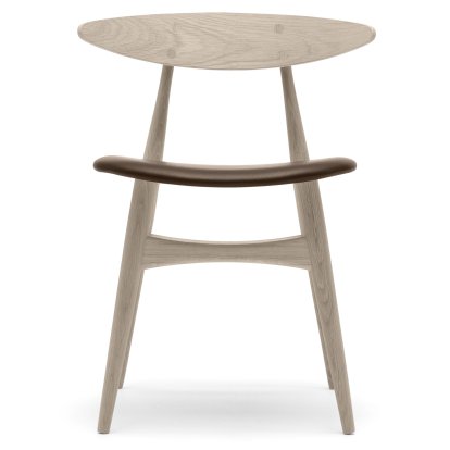 CH33P Chair, White oiled oak, Leather brown