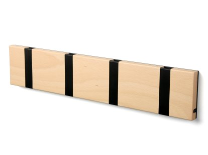 Knax, 4 hooks, Black, Beech clear varnished
