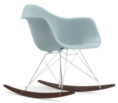 Eames Plastic Armchair RAR, Ice grey, Chrome-plated, Dark maple