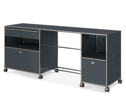 USM Haller Desktop Type 3, Anthracite RAL 7016, Hard castors for carpets