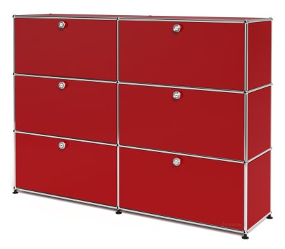 USM Haller Highboard L, Customizable, USM ruby red, With 2 drop-down doors, With 2 drop-down doors, With 2 drop-down doors