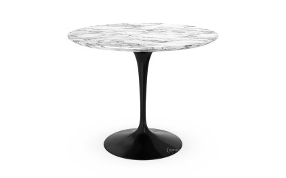 Saarinen Round Dining Table, 91 cm, Black, Arabescato marble (white with grey tones)