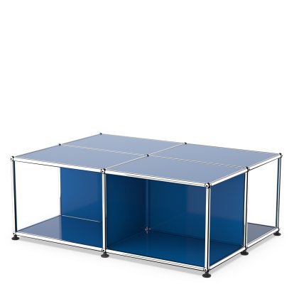 USM Haller Coffee Table with Storage Shelves, Gentian blue RAL 5010
