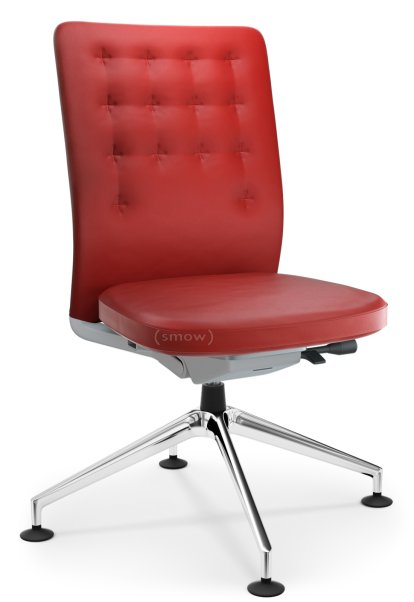 ID Trim Conference, Without lumbar support, Without armrests, Soft grey, Seat and back, leather, Red