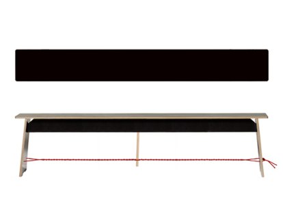 Langer Max Bench, 43 x 180 x 30 cm, FU black, Black and red