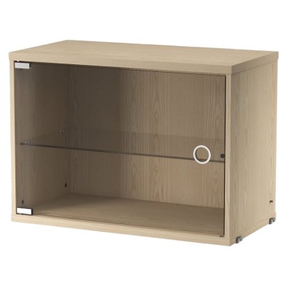 String System Cabinet Element with Swing Glass Door, Ash veneer