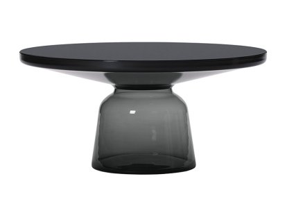 Bell Coffee Table, Black burnished steel, clear varnish, Quartz grey
