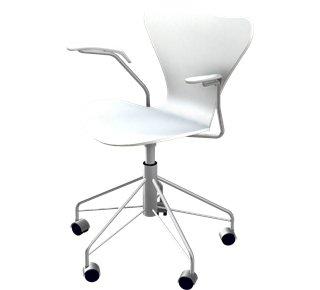 Series 7 Swivel Armchair 3217, Lacquer, White