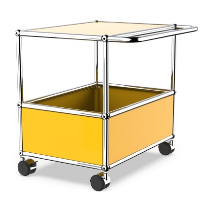 USM Haller Bar Table, With bars, Golden yellow RAL 1004, Hard castors for carpets