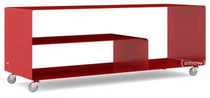 Sideboard R 111, Self-coloured, Ruby red (RAL 3003), Industrial castors