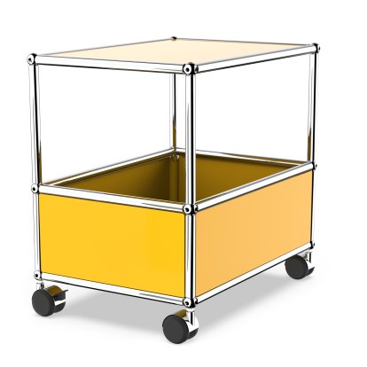 USM Haller Bar Table, Without bar, Golden yellow RAL 1004, Hard castors for carpets