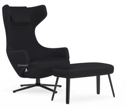 Grand Repos Lounge Chair, Chair Grand Repos & Panchina, Fabric Cosy 2 Merino black, 40 cm, Basic dark