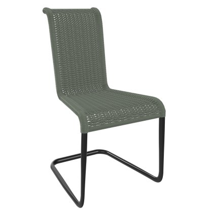 B20 Chair, Wickerwork II, Misty green, Black