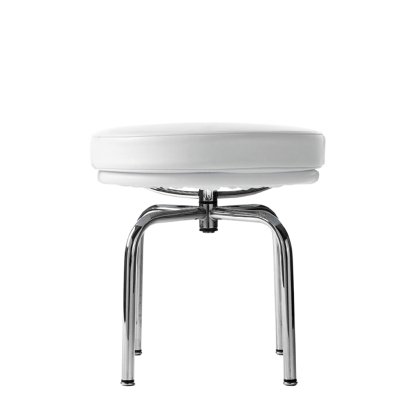 8 Tabouret tournant, Chrome-plated, Leather Scozia, White