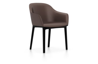 Softshell Armchair, Basic dark, Leather (Standard), Marron, Glides for carpets