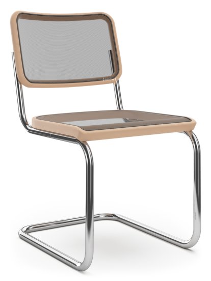 S 32 / S 32 N Cantilever Chair, Stretched synthetic netting, Natural beech, No glides
