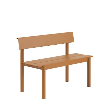 Linear steel bench with backrest, L 110 x W 50,9 cm, Burnt orange
