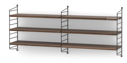 String System Shelf M, 20 cm, Black, Walnut veneer