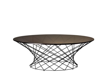 Oota Coffee Table, H 35 x ø 101 cm, Brown glass, Matt black powder-coated
