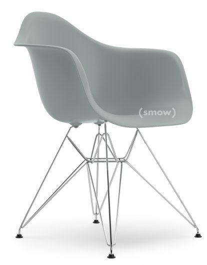 Eames Plastic Armchair DAR, Light grey, Without upholstery, Without upholstery, Standard version - 43 cm, Chrome-plated