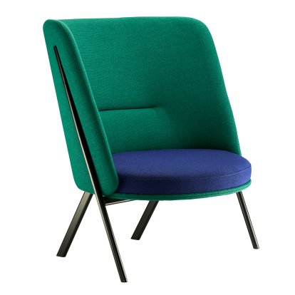 D70 Lounge Chair, Fabric Arco - cobalt/garden, Black