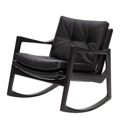 Euvira Rocking Chair Soft, Black stained oak, Classic leather black
