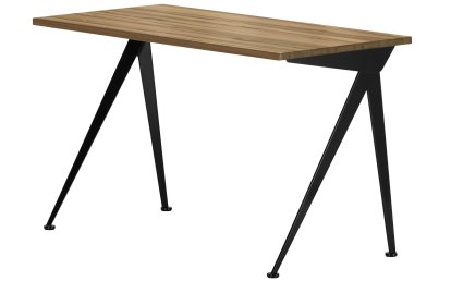 Compas Direction Desk, American walnut solid, oiled, Deep black