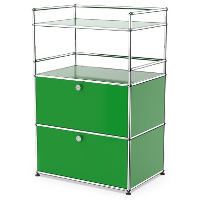 USM Haller Bar Highboard, USM green, With 2 drop-down doors