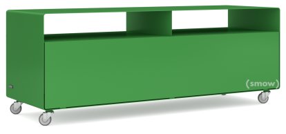 TV Lowboard R 109, Self-coloured, May green (RAL 6017), Industrial castors