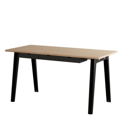 New Modern Desk, Metal/wood, 150 x 70 cm, With storage module, Graphite black