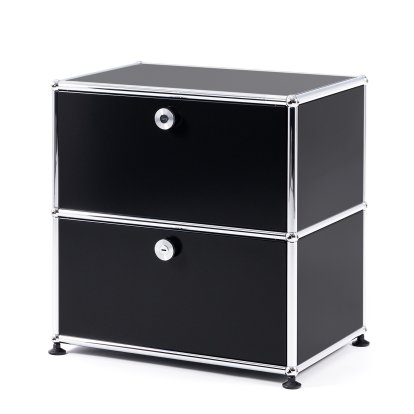 USM Haller Bedside Table with 2 Drop-down Doors, Graphite black RAL 9011
