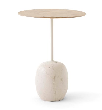 Lato LN8 / LN9 Side Table, Round (Ø 40 cm), Oak & Crema Diva marble
