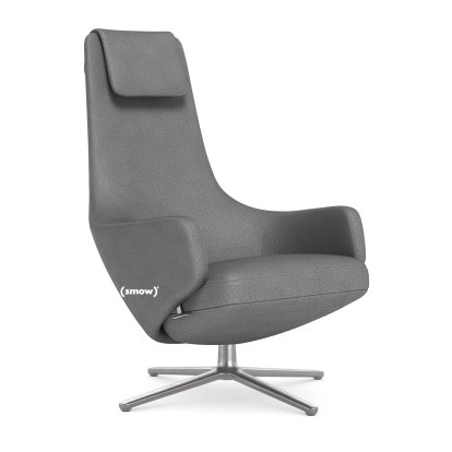 Repos Lounge Chair, Chair Repos, Fabric Dumet sierra grey melange, 40 cm, Polished