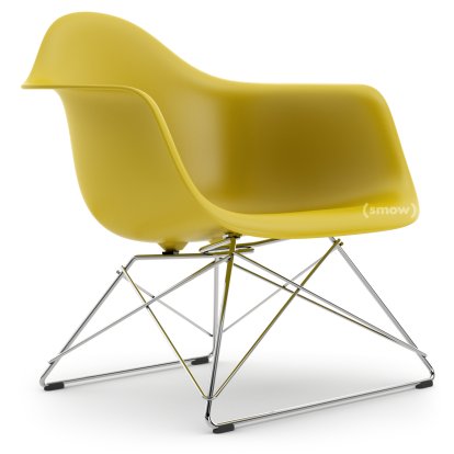 Eames Plastic Armchair LAR, Mustard, Without upholstery, Chrome-plated