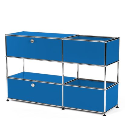 USM Haller Kids Sideboard M With Storage Boxes, Self-coloured, Gentian blue RAL 5010, With drop-down door