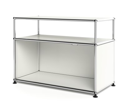 USM Haller Lowboard M with Extension, Customizable, Pure white RAL 9010, With drop-down door, With cable entry hole top centre