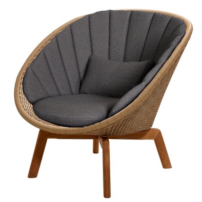 Peacock Lounge Chair, Large flat Weave - Natural, Focus - Dark grey