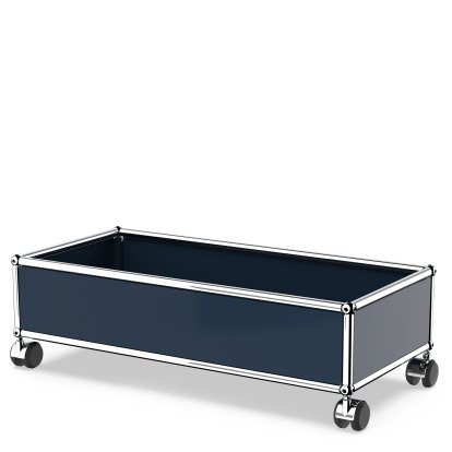 USM Haller Box with Castors, Steel blue RAL 5011, Soft castors for hard floor surfaces