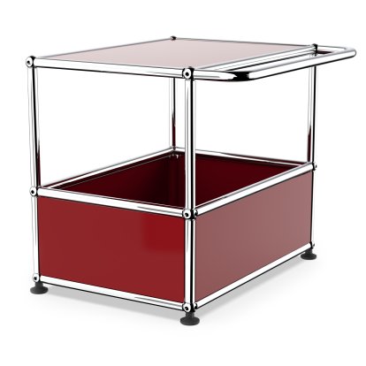 USM Haller Bar Table, With bars, USM ruby red, Adjustable feet