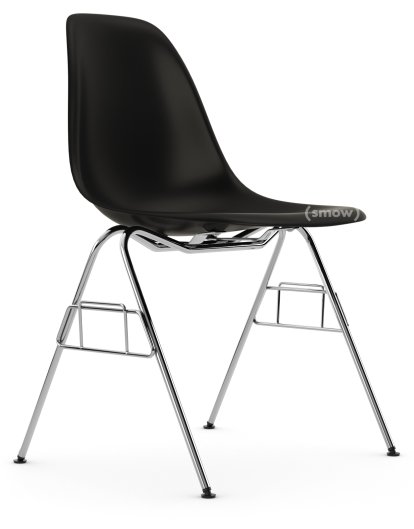 Eames Plastic Side Chair DSS / DSS-N, Deep black, Without upholstery, Without upholstery, Without linking element (DSS-N)